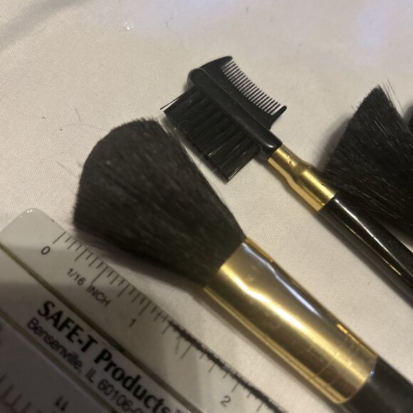 Cosmetic Makeup Brush Set of 5 Long Assorted Size Black Handles W/gold New - Picture 7 of 8